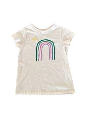 Tea Collection White Short Sleeve Tee with Pastel Rainbow and Sun